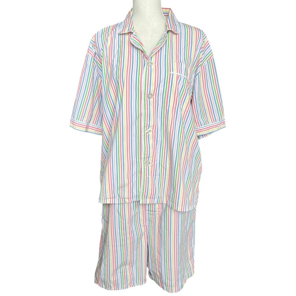 Peter Christian multicolor striped shorty pajamas men’s size L sleepwear cotton
